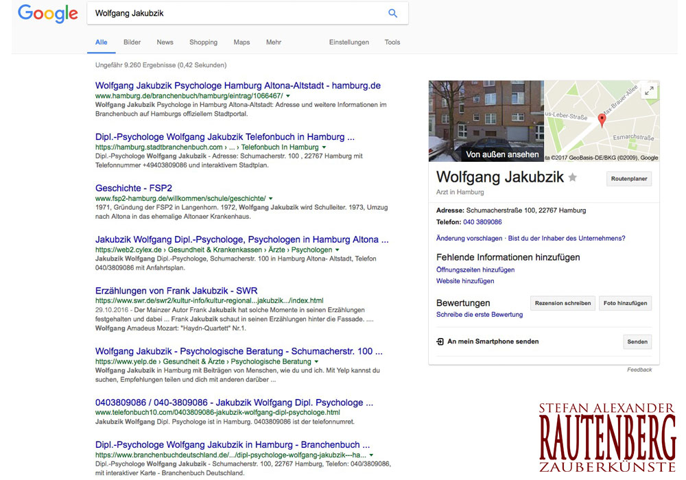 Wolfgang Jakubzik auf Google