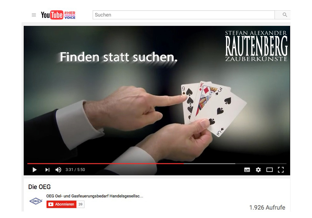 Rautenbergs Konzept und Präsentation von Zauberkunststücken und Zaubertricks für Werbespots und Imagefilme